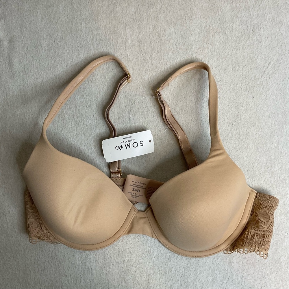 Soma Embraceable Enchanting Lace‎ Demi Warm Amber Tan Beige Size 34B